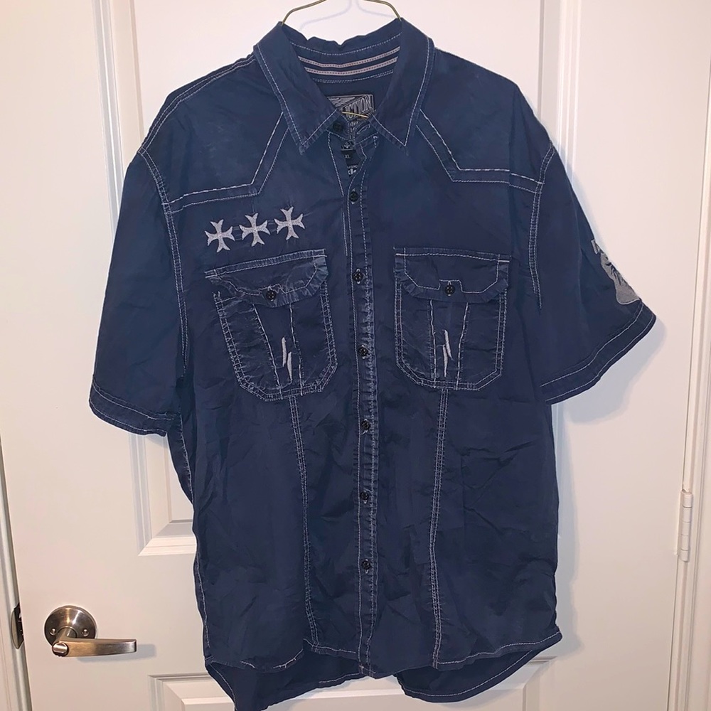 Affliction Button Down Black Premium Limited Edition Buckle T-Shirt